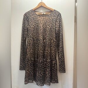 love, Fire Leopard Print Kids Dress - Brown and Black SIZE S